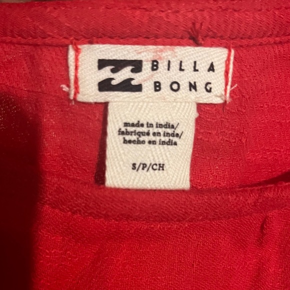 NWOT Billabong Cold-Shoulder Top, Red - Picture 5 of 8